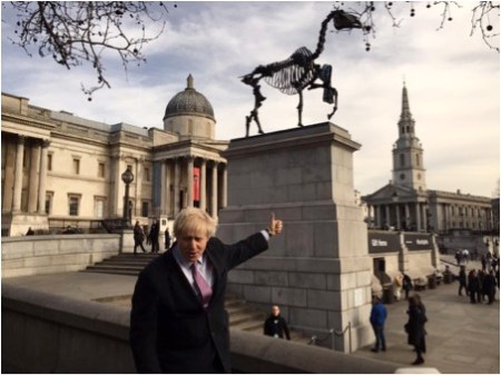 ‘Just unveiled the new sculpture on the #FourthPlinth in Trafalgar Sq the fantastic #GiftHorse’ – Boris Johnson, via Twitter (www.twitter.com/MayorofLondon), 5th May 2015