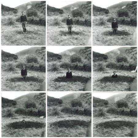 Keith Arnatt, Self-Burial (Television Interference Project), 1969