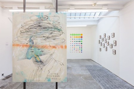 Smile Orange, installation view at Cubitt (2015) - painting by Ben Sanderson