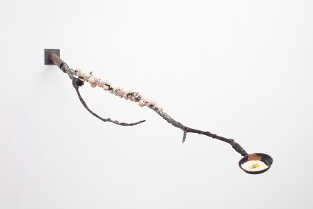 Laure Prouvost Egg Branch, 2015, mixed media, 200 x 55 x 50 cm.