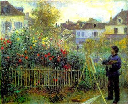 Monet painting in his garden at Argenteuil - Renoir