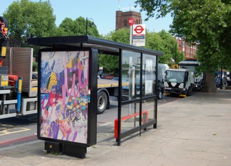 Byzantia Harlow, Contra-Faux, off site project at Bus Stop BC – Cheyne Walk Beaufort Street stop, SW3.